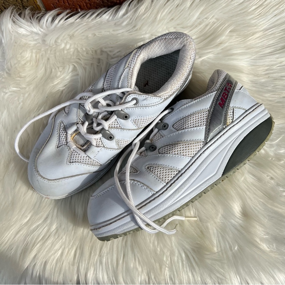 MBT White Lace Up Thick Sole Walking Shoes Sneakers